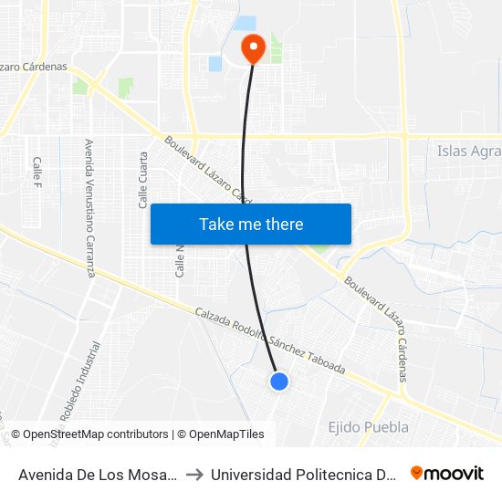 Avenida De Los Mosaicos / Calpan to Universidad Politecnica De Baja California map