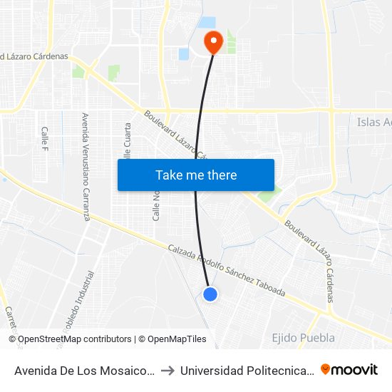 Avenida De Los Mosaicos / De Los Azulejos to Universidad Politecnica De Baja California map