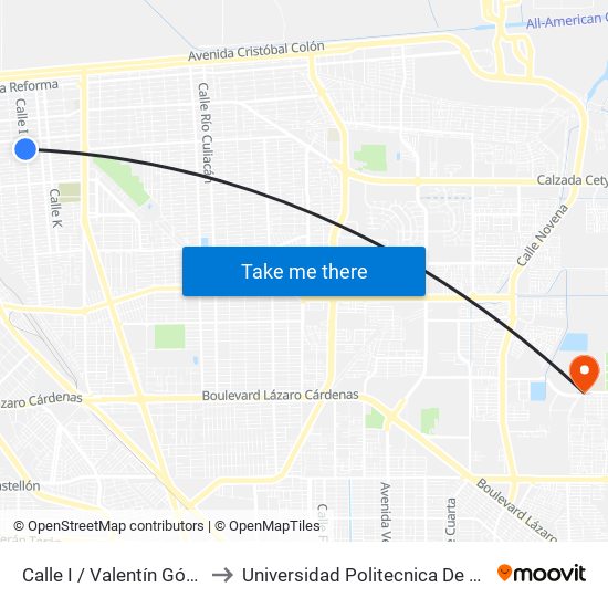 Calle I / Valentín Gómez Farías to Universidad Politecnica De Baja California map