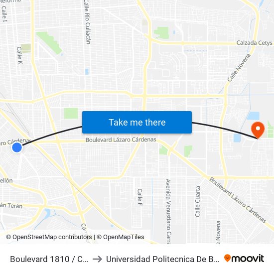 Boulevard 1810 / Calle 1810 to Universidad Politecnica De Baja California map
