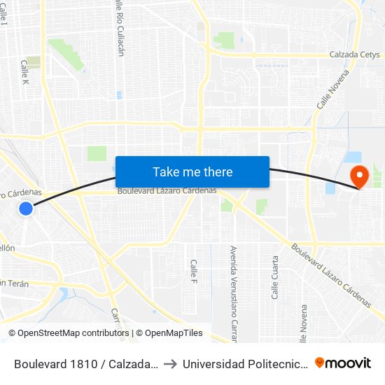 Boulevard 1810 / Calzada San Miguel El Grande to Universidad Politecnica De Baja California map