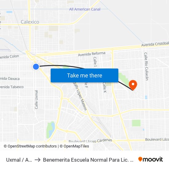 Uxmal / Avenida Durango to Benemerita Escuela Normal Para Lic. En Educacion Preescolar Educadora Rosaura Zapata map