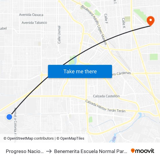 Progreso Nacional / Avenida Lázaro Cárdenas to Benemerita Escuela Normal Para Lic. En Educacion Preescolar Educadora Rosaura Zapata map