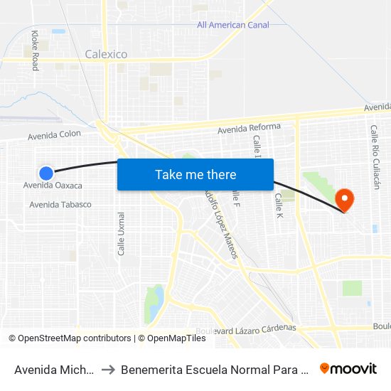 Avenida Michoacán / Bahía Calamajue to Benemerita Escuela Normal Para Lic. En Educacion Preescolar Educadora Rosaura Zapata map