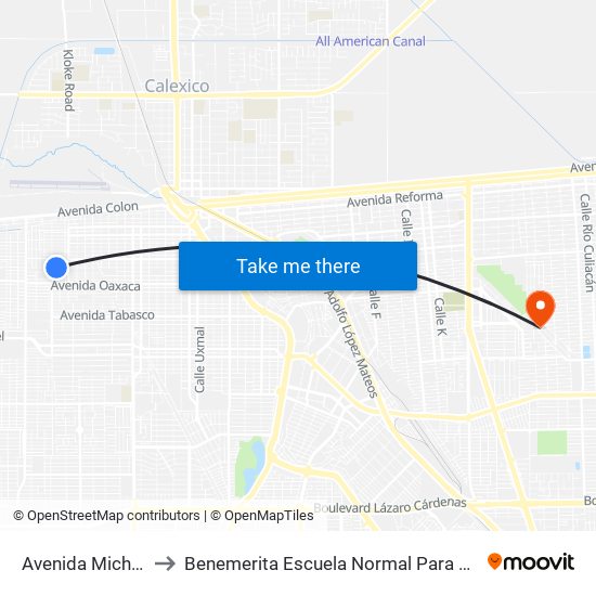 Avenida Michoacán / Bahía San Rafael to Benemerita Escuela Normal Para Lic. En Educacion Preescolar Educadora Rosaura Zapata map