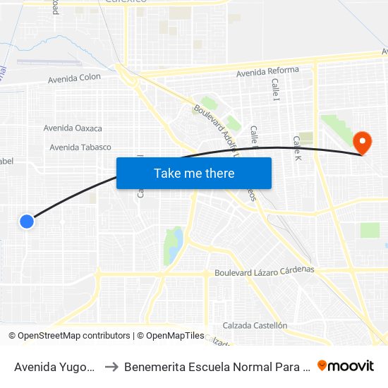 Avenida Yugoslavia / Continente Europeo to Benemerita Escuela Normal Para Lic. En Educacion Preescolar Educadora Rosaura Zapata map