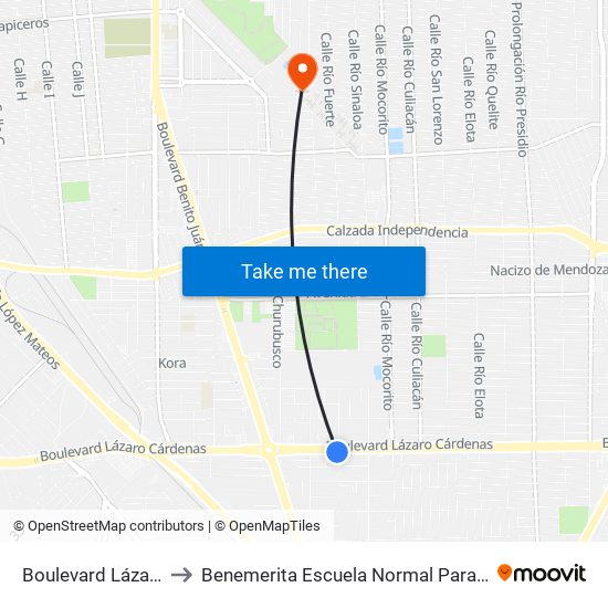 Boulevard Lázaro Cárdenas / Esteban Cantú to Benemerita Escuela Normal Para Lic. En Educacion Preescolar Educadora Rosaura Zapata map