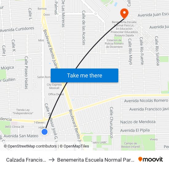 Calzada Francisco Montejano / Coaxamalucan to Benemerita Escuela Normal Para Lic. En Educacion Preescolar Educadora Rosaura Zapata map