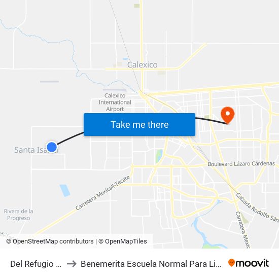 Del Refugio / Continente Europeo to Benemerita Escuela Normal Para Lic. En Educacion Preescolar Educadora Rosaura Zapata map