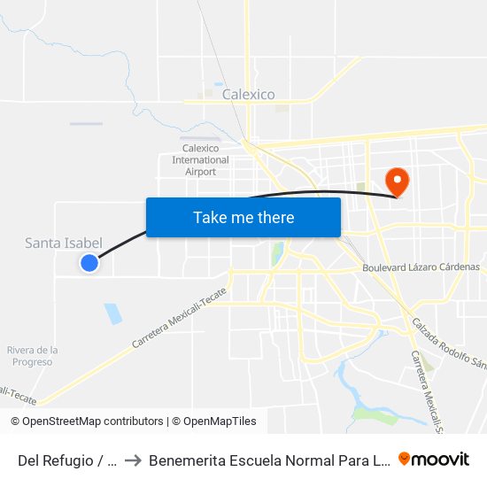 Del Refugio / Avenida Santa Verónica to Benemerita Escuela Normal Para Lic. En Educacion Preescolar Educadora Rosaura Zapata map