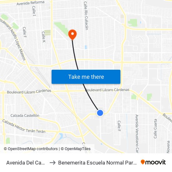 Avenida Del Cabildo / Gobernador Maldonado to Benemerita Escuela Normal Para Lic. En Educacion Preescolar Educadora Rosaura Zapata map