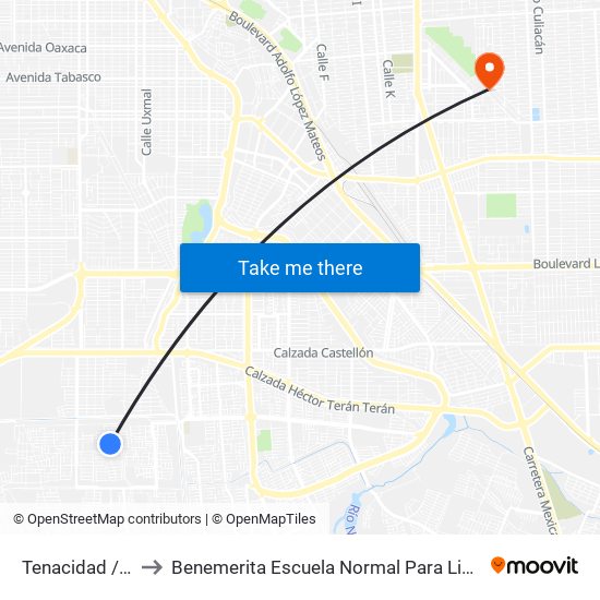 Tenacidad / Avenida Estabilidad to Benemerita Escuela Normal Para Lic. En Educacion Preescolar Educadora Rosaura Zapata map