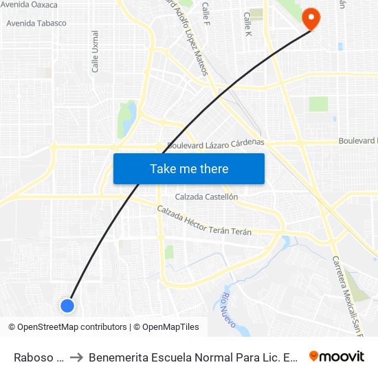 Raboso / Xicalahuata to Benemerita Escuela Normal Para Lic. En Educacion Preescolar Educadora Rosaura Zapata map