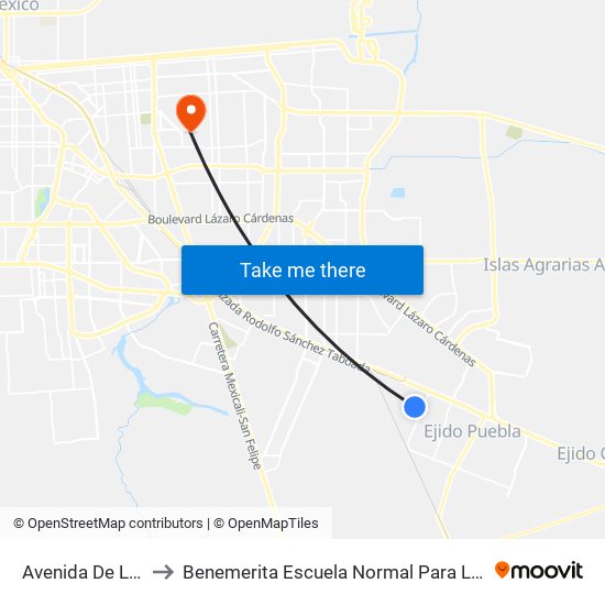 Avenida De Los Mosaicos / Lagunas to Benemerita Escuela Normal Para Lic. En Educacion Preescolar Educadora Rosaura Zapata map