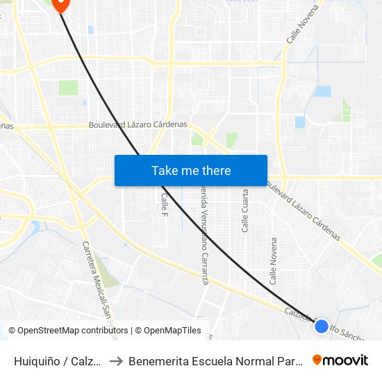 Huiquiño / Calzada Rodolfo Sánchez Taboada to Benemerita Escuela Normal Para Lic. En Educacion Preescolar Educadora Rosaura Zapata map