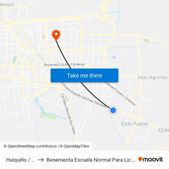 Huiquiño / Avenida Acamayas to Benemerita Escuela Normal Para Lic. En Educacion Preescolar Educadora Rosaura Zapata map