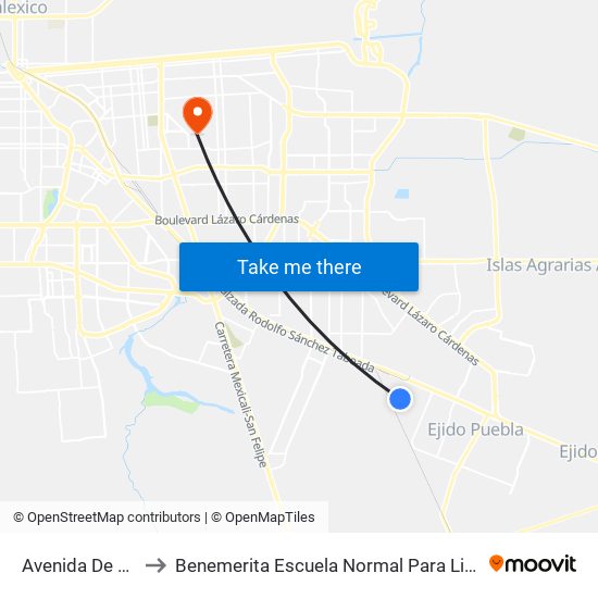 Avenida De Los Mosaicos / Tetela to Benemerita Escuela Normal Para Lic. En Educacion Preescolar Educadora Rosaura Zapata map