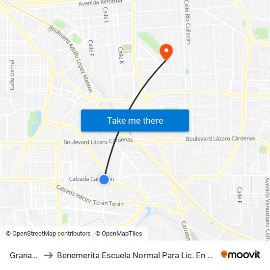 Granada / Bilbao to Benemerita Escuela Normal Para Lic. En Educacion Preescolar Educadora Rosaura Zapata map