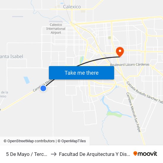 5 De Mayo / Tercera to Facultad De Arquitectura Y Diseño map