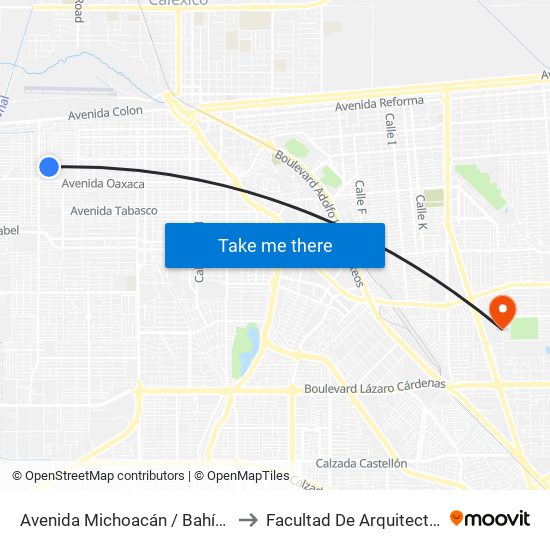Avenida Michoacán / Bahía De San Jorge to Facultad De Arquitectura Y Diseño map