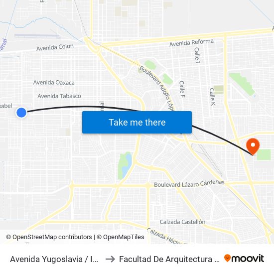 Avenida Yugoslavia / Identidad to Facultad De Arquitectura Y Diseño map