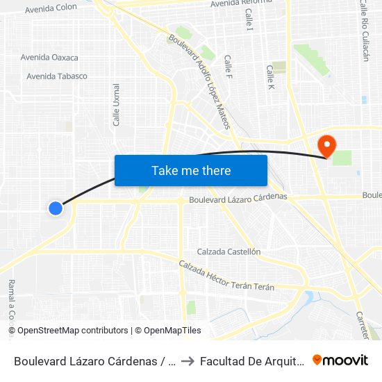Boulevard Lázaro Cárdenas / Continente Americano to Facultad De Arquitectura Y Diseño map