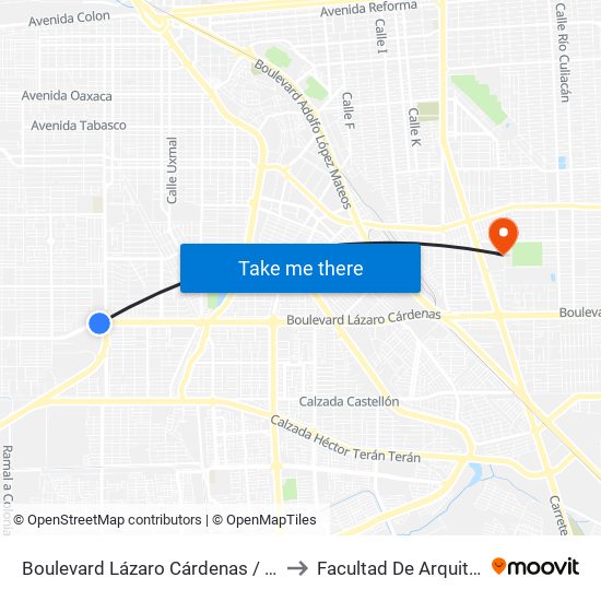 Boulevard Lázaro Cárdenas / Heróico Colegio Militar to Facultad De Arquitectura Y Diseño map