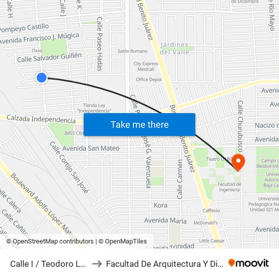 Calle I / Teodoro Larey to Facultad De Arquitectura Y Diseño map