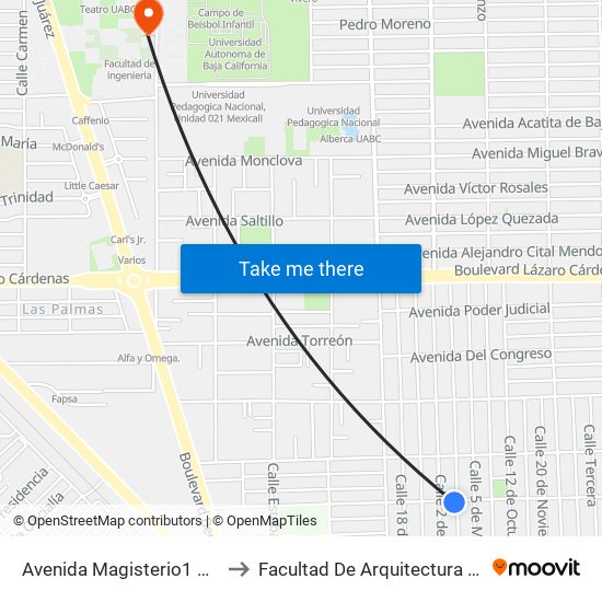 Avenida Magisterio1 De Mayo to Facultad De Arquitectura Y Diseño map