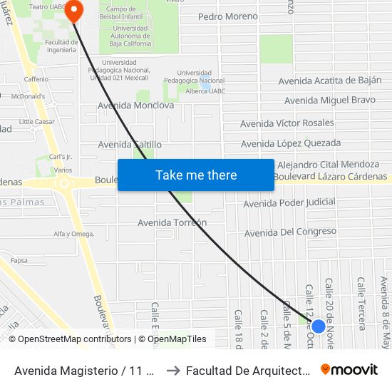 Avenida Magisterio / 11 De Noviembre to Facultad De Arquitectura Y Diseño map