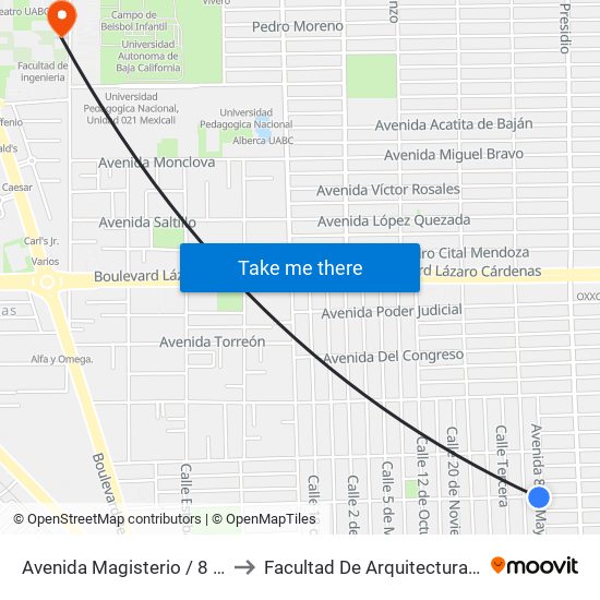 Avenida Magisterio / 8 De Mayo to Facultad De Arquitectura Y Diseño map
