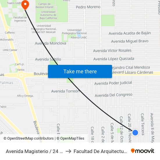 Avenida Magisterio / 24 De Octubre to Facultad De Arquitectura Y Diseño map