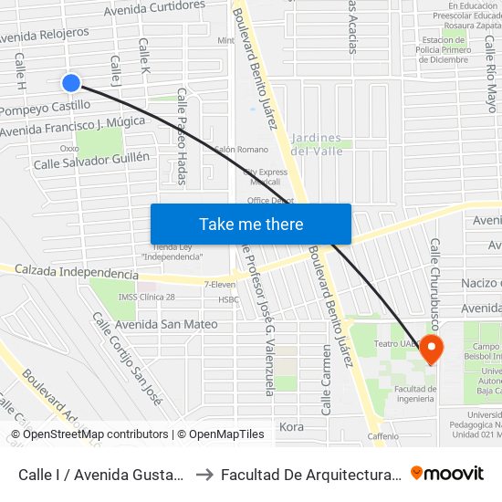 Calle I / Avenida Gustavo Sotelo to Facultad De Arquitectura Y Diseño map