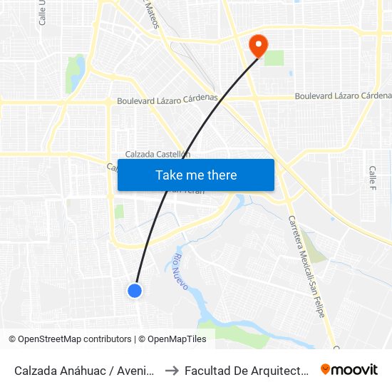 Calzada Anáhuac / Avenida Guadamur to Facultad De Arquitectura Y Diseño map