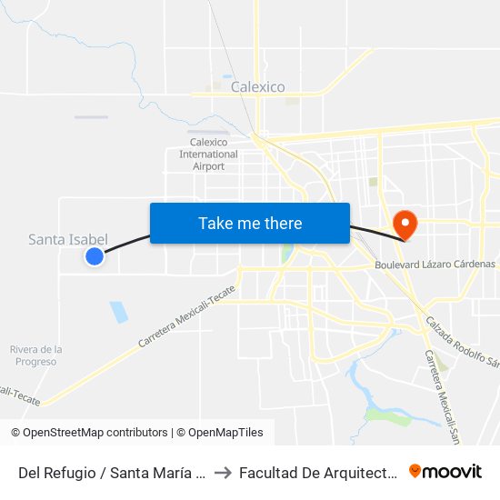 Del Refugio / Santa María De Guadalupe to Facultad De Arquitectura Y Diseño map