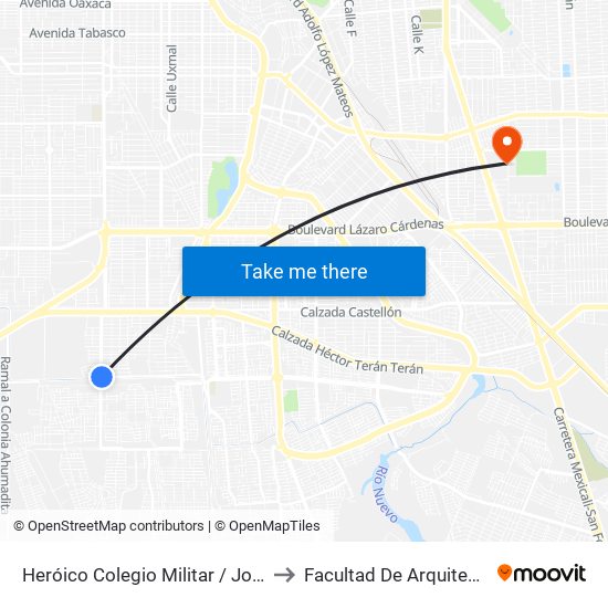 Heróico Colegio Militar / José Mariano Salas to Facultad De Arquitectura Y Diseño map