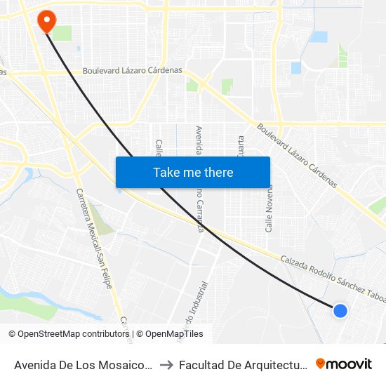 Avenida De Los Mosaicos / Lagunas to Facultad De Arquitectura Y Diseño map