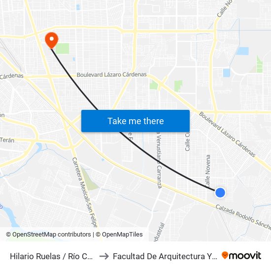Hilario Ruelas / Río Cazones to Facultad De Arquitectura Y Diseño map