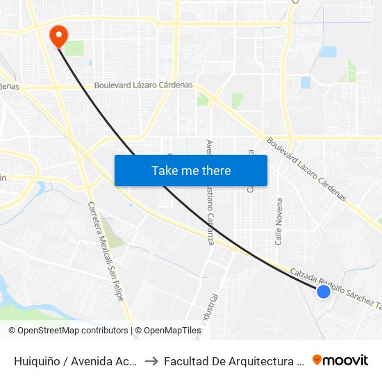 Huiquiño / Avenida Acamayas to Facultad De Arquitectura Y Diseño map