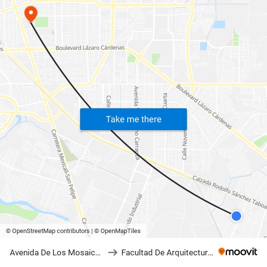 Avenida De Los Mosaicos / Calpan to Facultad De Arquitectura Y Diseño map