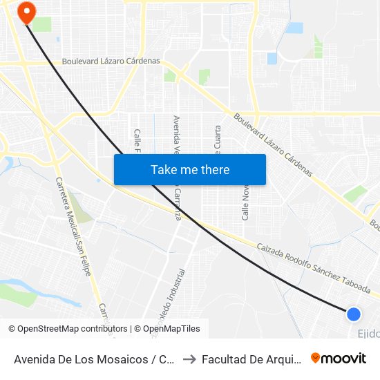 Avenida De Los Mosaicos / Calzada Rosa Del Desierto to Facultad De Arquitectura Y Diseño map