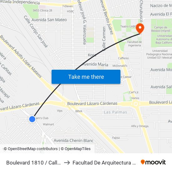 Boulevard 1810 / Calle 1810 to Facultad De Arquitectura Y Diseño map