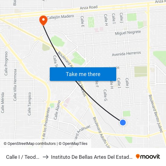 Calle I / Teodoro Larey to Instituto De Bellas Artes Del Estado De Baja California map