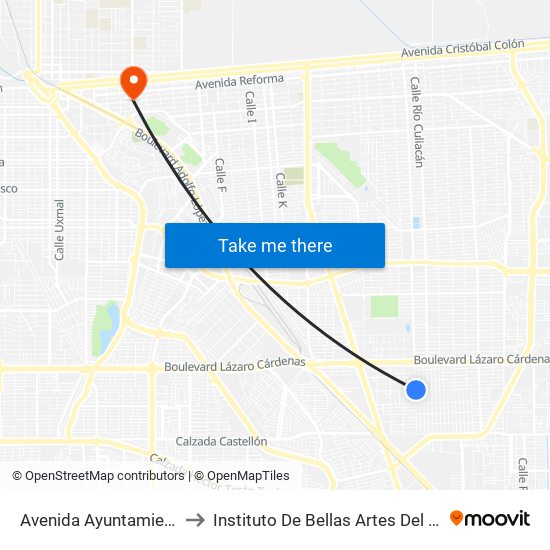 Avenida Ayuntamiento / 5 De Febrero to Instituto De Bellas Artes Del Estado De Baja California map