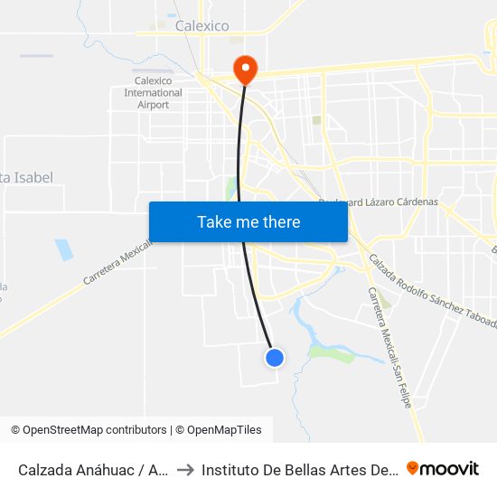 Calzada Anáhuac / Avenida Prado Del Rey to Instituto De Bellas Artes Del Estado De Baja California map