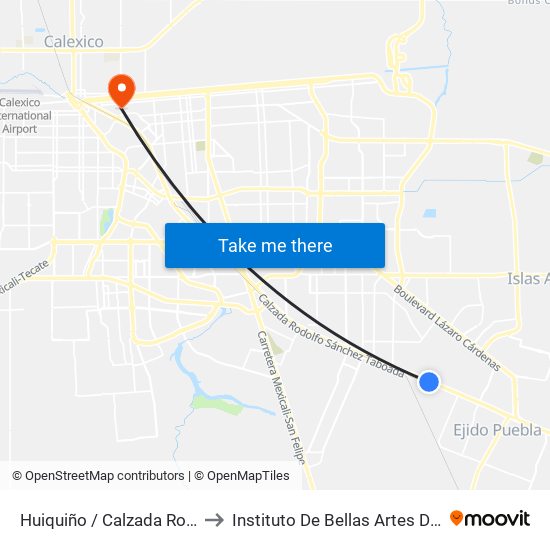 Huiquiño / Calzada Rodolfo Sánchez Taboada to Instituto De Bellas Artes Del Estado De Baja California map