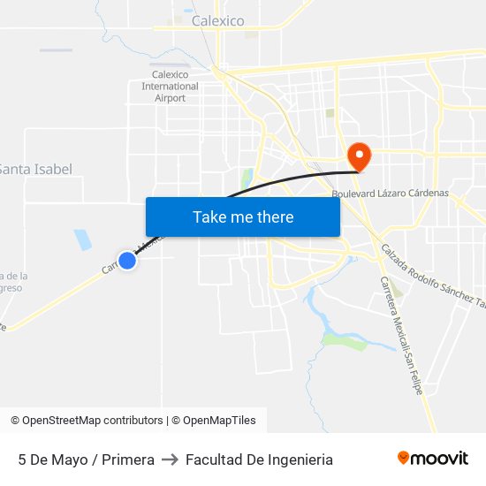 5 De Mayo / Primera to Facultad De Ingenieria map