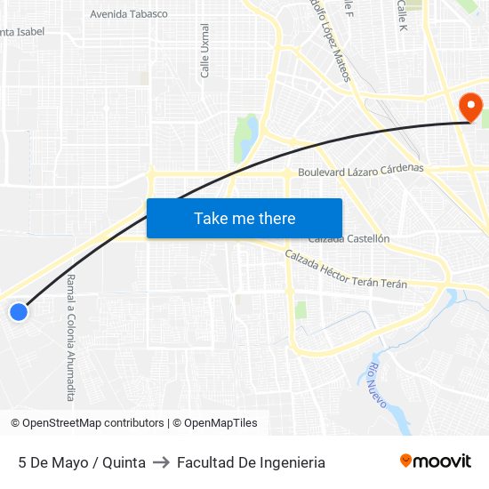 5 De Mayo / Quinta to Facultad De Ingenieria map
