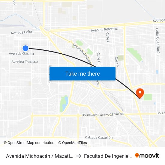 Avenida Michoacán / Mazatlán to Facultad De Ingenieria map