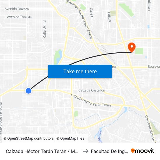 Calzada Héctor Terán Terán / Mariano Salas to Facultad De Ingenieria map